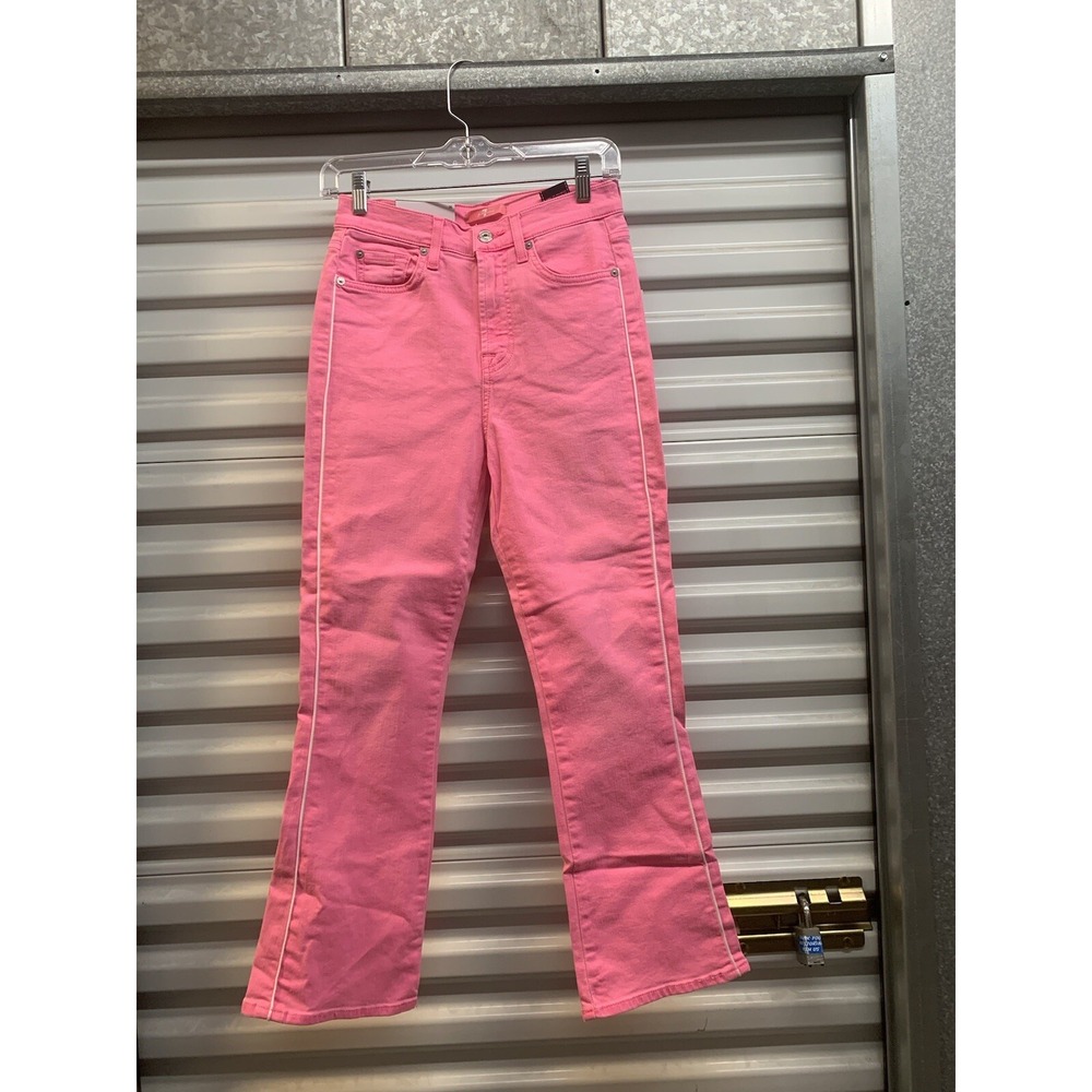 NWT 7 For All Mankind Jeans Womens High Waist Slim Kick Flared Pink 26 x 25